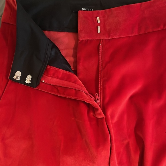 Smythe Red Velvet Flare Trouser Pants Size 24 - Picture 12 of 14